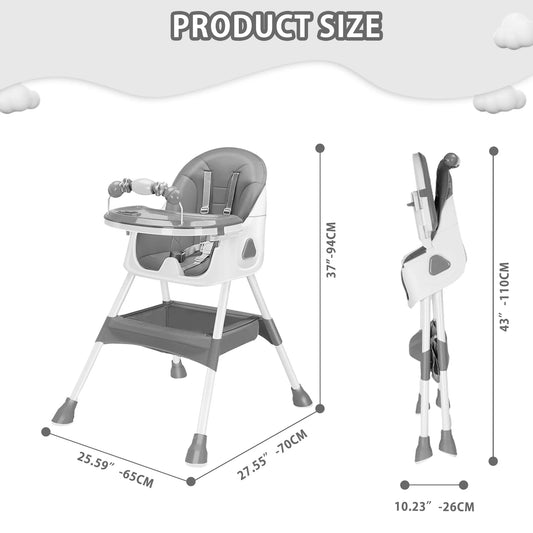 Foldable Baby High Chair with Toy Rack – E500