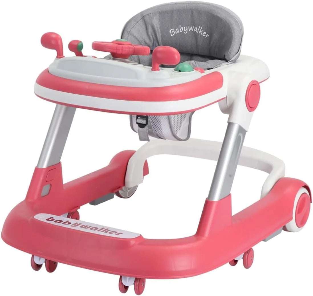 2 in 1 Baby Walker & Push Walker | Toddler Walking Aid with Removable Feeding Tray & Music Tray