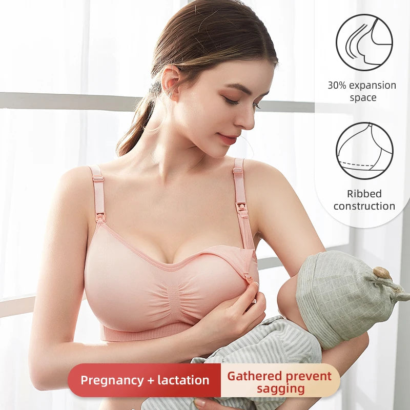 High Quality Plus Size Nursing Bra – Breathable Seamless Maternity Breastfeeding Bra, Wire-Free Push-Up Support