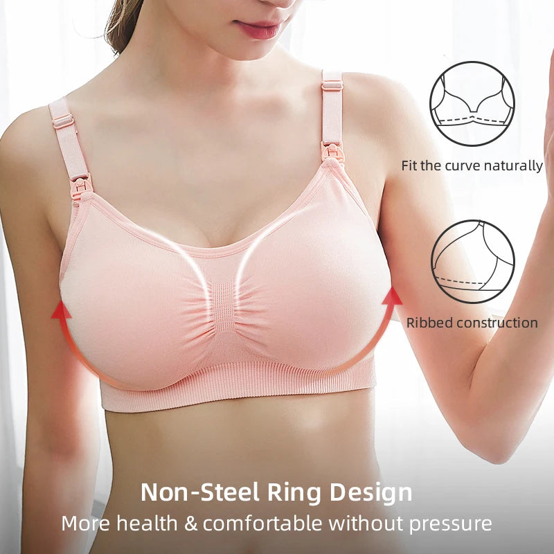 High Quality Plus Size Nursing Bra – Breathable Seamless Maternity Breastfeeding Bra, Wire-Free Push-Up Support