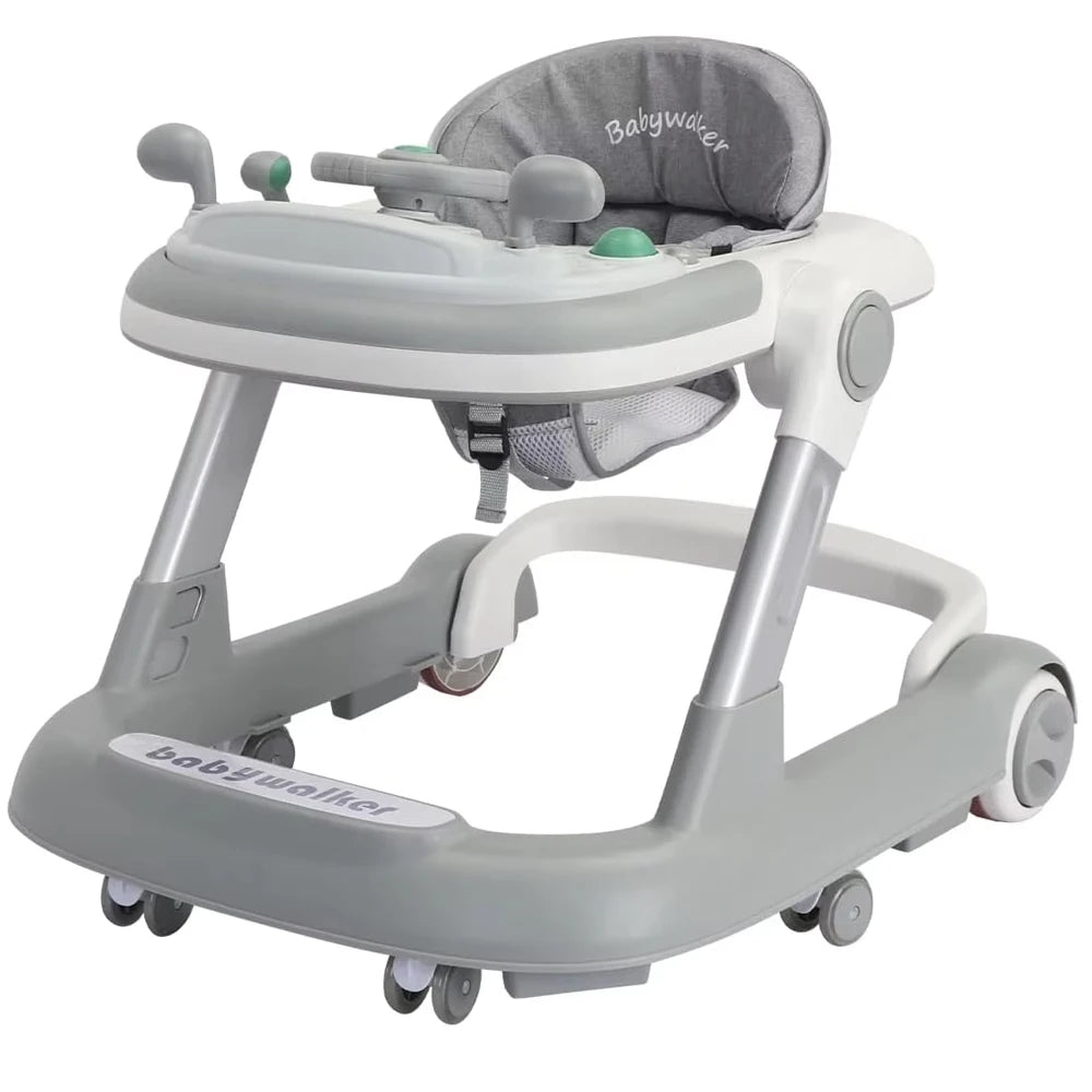 2 in 1 Baby Walker & Push Walker | Toddler Walking Aid with Removable Feeding Tray & Music Tray