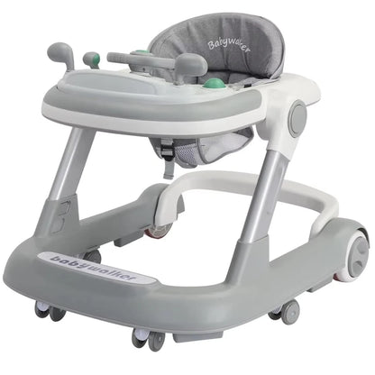 2 in 1 Baby Walker & Push Walker | Toddler Walking Aid with Removable Feeding Tray & Music Tray
