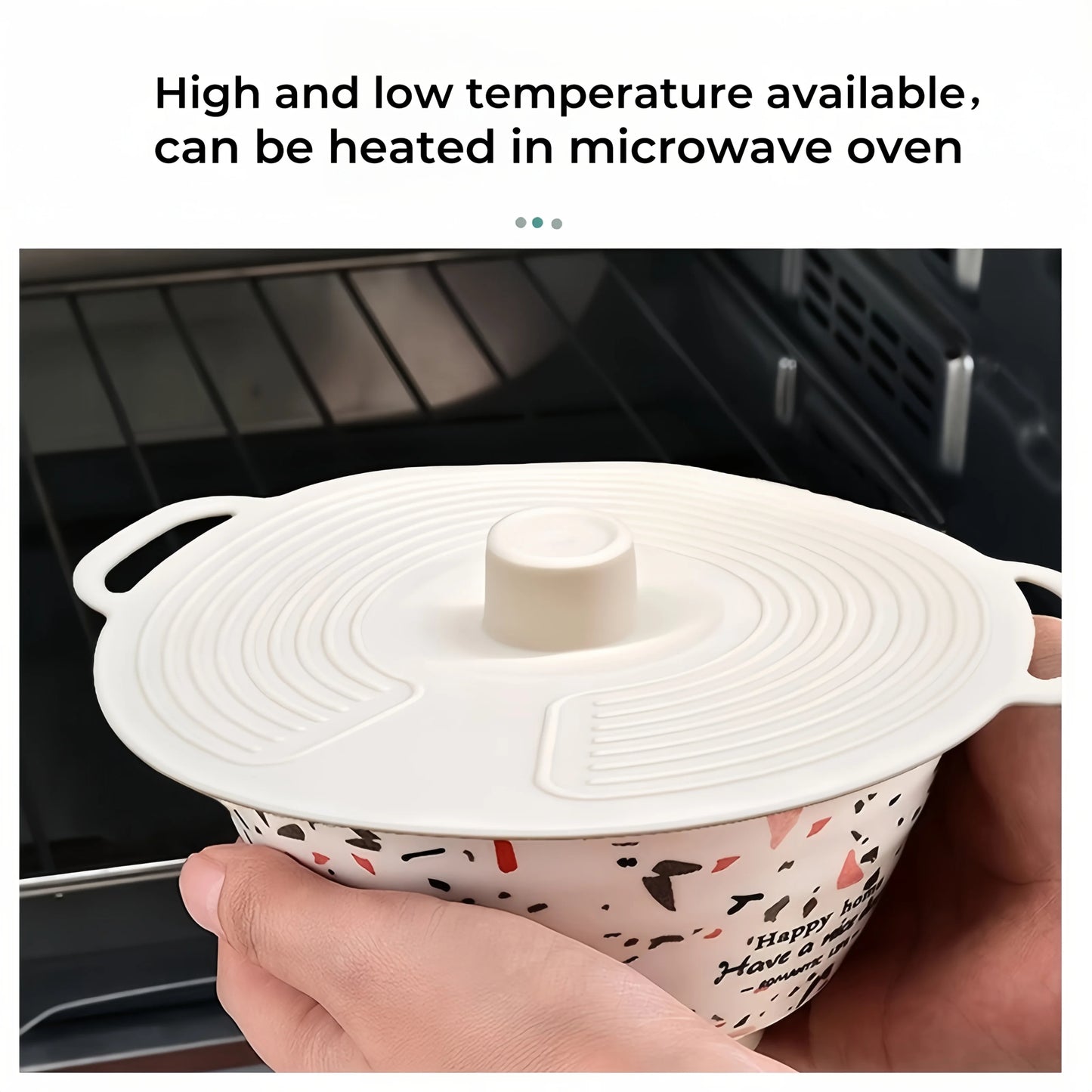 3Pcs Dustproof Bowl Covers Silicone Fresh-Keeping Lids Set with Handle | Universal Pot Lid & Microwave Oven Splatterproof Cover