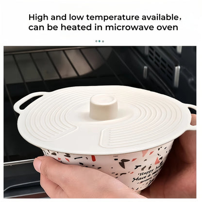 3Pcs Dustproof Bowl Covers Silicone Fresh-Keeping Lids Set with Handle | Universal Pot Lid & Microwave Oven Splatterproof Cover