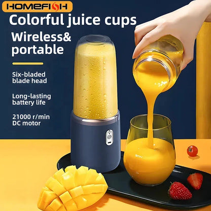 HOMEFISH Portable Juice Extractor – Rechargeable Mini Juice Cup for Juicing, Milkshakes & Mixing