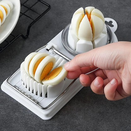 Multifunctional 2-in-1 Egg Cutter – PP Base Stainless Steel Wire Pull Egg Slicer, High-Quality Kitchen Tool