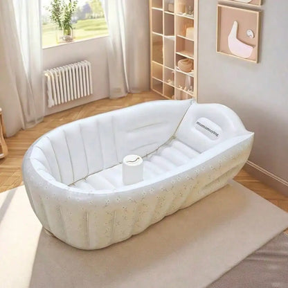 Inflatable Baby Bathtub with Air Pump – Portable Toddler Bathing Tub Chair with Back Support