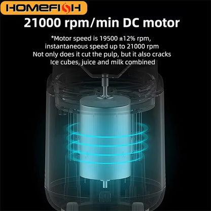 HOMEFISH Portable Juice Extractor – Rechargeable Mini Juice Cup for Juicing, Milkshakes & Mixing