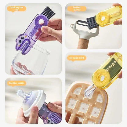 3 In 1 Multifunctional Cup Lid Brush | Cute Crocodile Cup Mouth Gap Cleaning Tool Portable Durable Scrubber