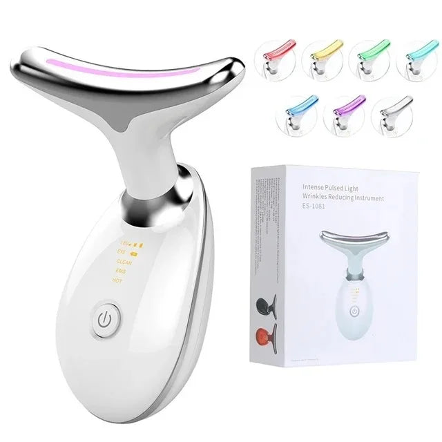 7-Color Anti-Wrinkle Facial & Neck Massager – Skin Tightening, Lifting & Double Chin Reduction Beauty Device
