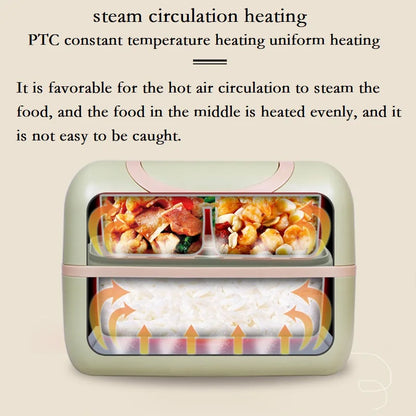 Liren Electric Heating Lunch Box Portable Bento Box | 304 Stainless Steel Liner Food Container Keep Warm