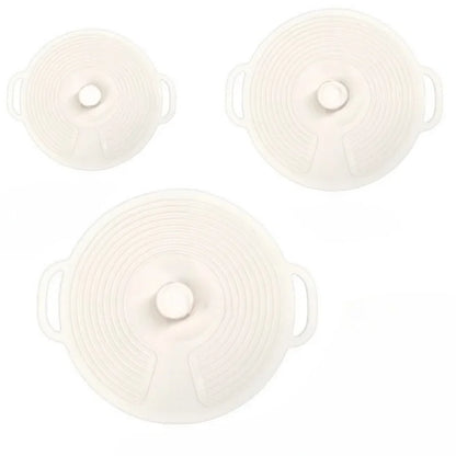 3Pcs Dustproof Bowl Covers Silicone Fresh-Keeping Lids Set with Handle | Universal Pot Lid & Microwave Oven Splatterproof Cover