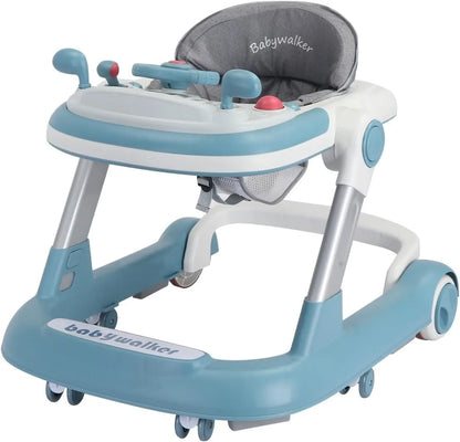 2 in 1 Baby Walker & Push Walker | Toddler Walking Aid with Removable Feeding Tray & Music Tray