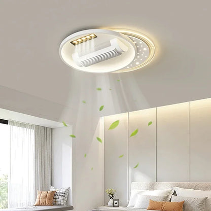 Quiet Invisible Leafless Ceiling Fan with LED Light – Remote Control Fan & Lighting for Living Room and Bedroom