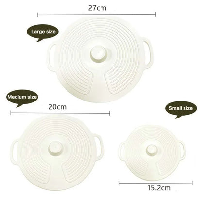 3Pcs Dustproof Bowl Covers Silicone Fresh-Keeping Lids Set with Handle | Universal Pot Lid & Microwave Oven Splatterproof Cover