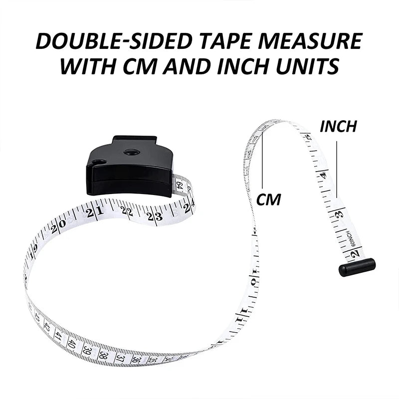 150cm Automatic Retractable Body Measuring Tape | Fitness Waist, Arm & Chest Measure (CM & Inch)