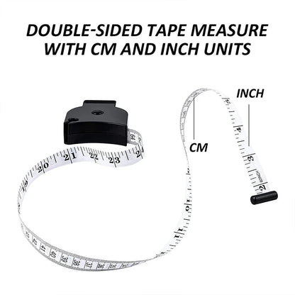 150cm Automatic Retractable Body Measuring Tape | Fitness Waist, Arm & Chest Measure (CM & Inch)