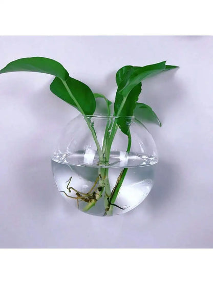 Self-Watering Hydroponic Planter, Handmade Round Crystal Vase for Home & Office Decor