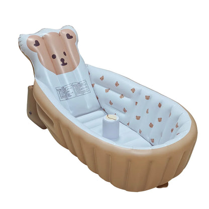 Inflatable Baby Bathtub with Air Pump – Portable Toddler Bathing Tub Chair with Back Support