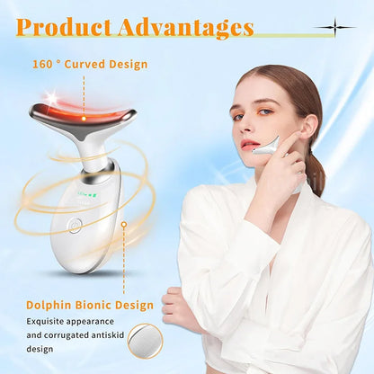 7-Color Anti-Wrinkle Facial & Neck Massager – Skin Tightening, Lifting & Double Chin Reduction Beauty Device