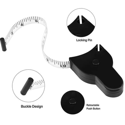 150cm Automatic Retractable Body Measuring Tape | Fitness Waist, Arm & Chest Measure (CM & Inch)
