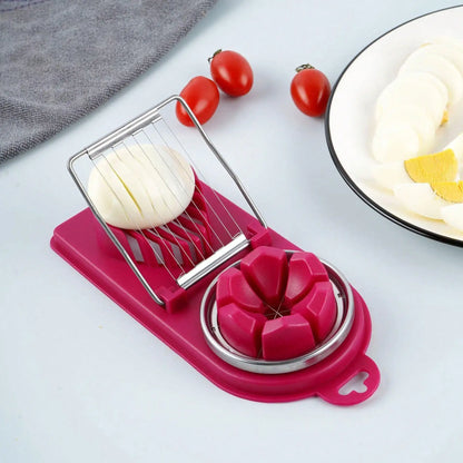 Multifunctional 2-in-1 Egg Cutter – PP Base Stainless Steel Wire Pull Egg Slicer, High-Quality Kitchen Tool