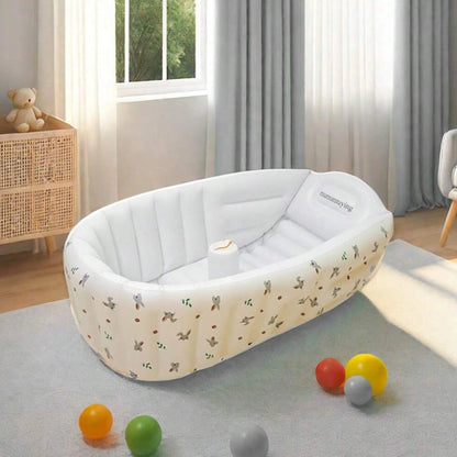 Inflatable Baby Bathtub with Air Pump – Portable Toddler Bathing Tub Chair with Back Support