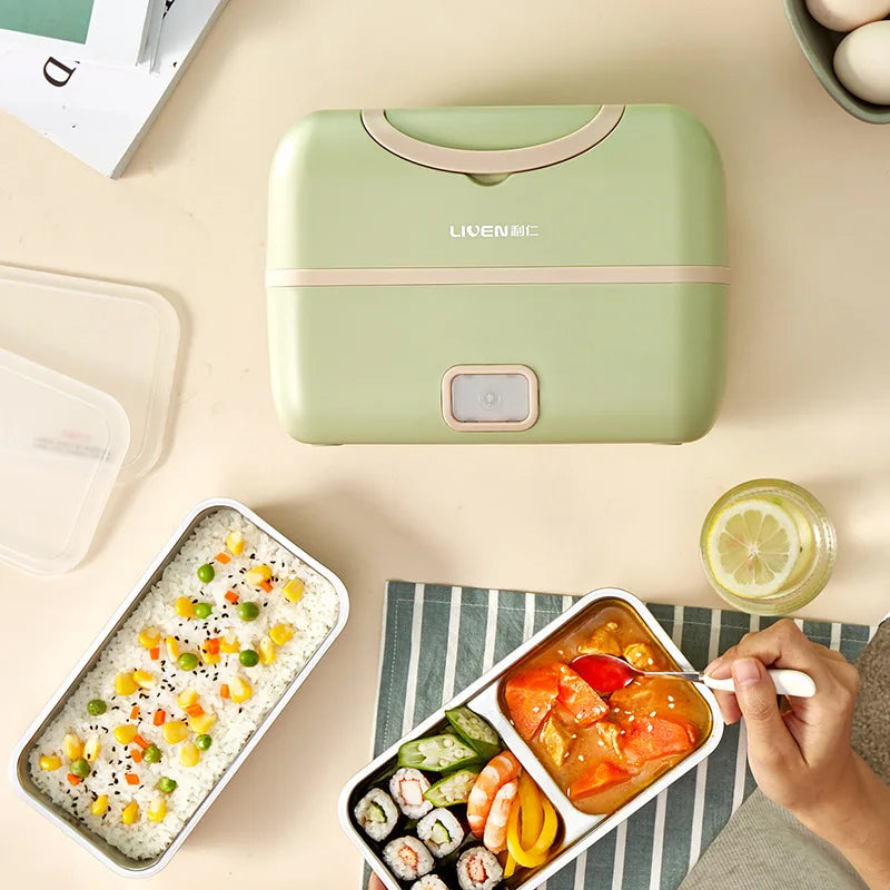 Liren Electric Heating Lunch Box Portable Bento Box | 304 Stainless Steel Liner Food Container Keep Warm