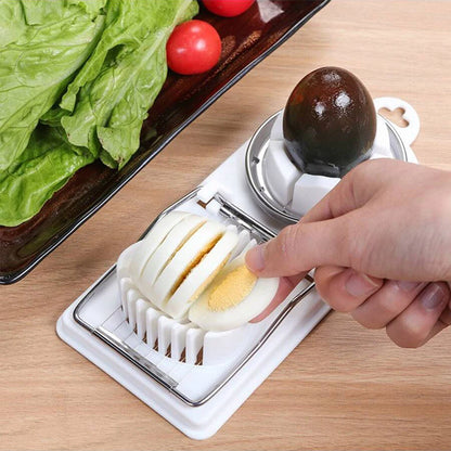 Multifunctional 2-in-1 Egg Cutter – PP Base Stainless Steel Wire Pull Egg Slicer, High-Quality Kitchen Tool