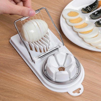 Multifunctional 2-in-1 Egg Cutter – PP Base Stainless Steel Wire Pull Egg Slicer, High-Quality Kitchen Tool