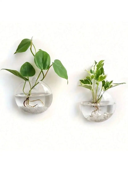 Self-Watering Hydroponic Planter, Handmade Round Crystal Vase for Home & Office Decor