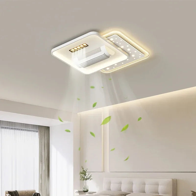 Quiet Invisible Leafless Ceiling Fan with LED Light – Remote Control Fan & Lighting for Living Room and Bedroom