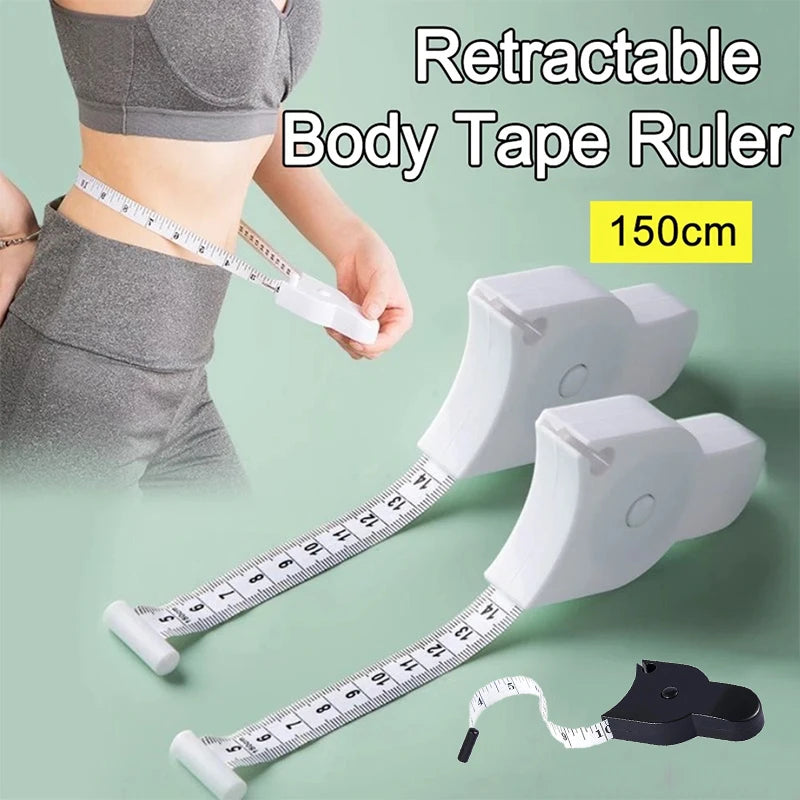 150cm Automatic Retractable Body Measuring Tape | Fitness Waist, Arm & Chest Measure (CM & Inch)