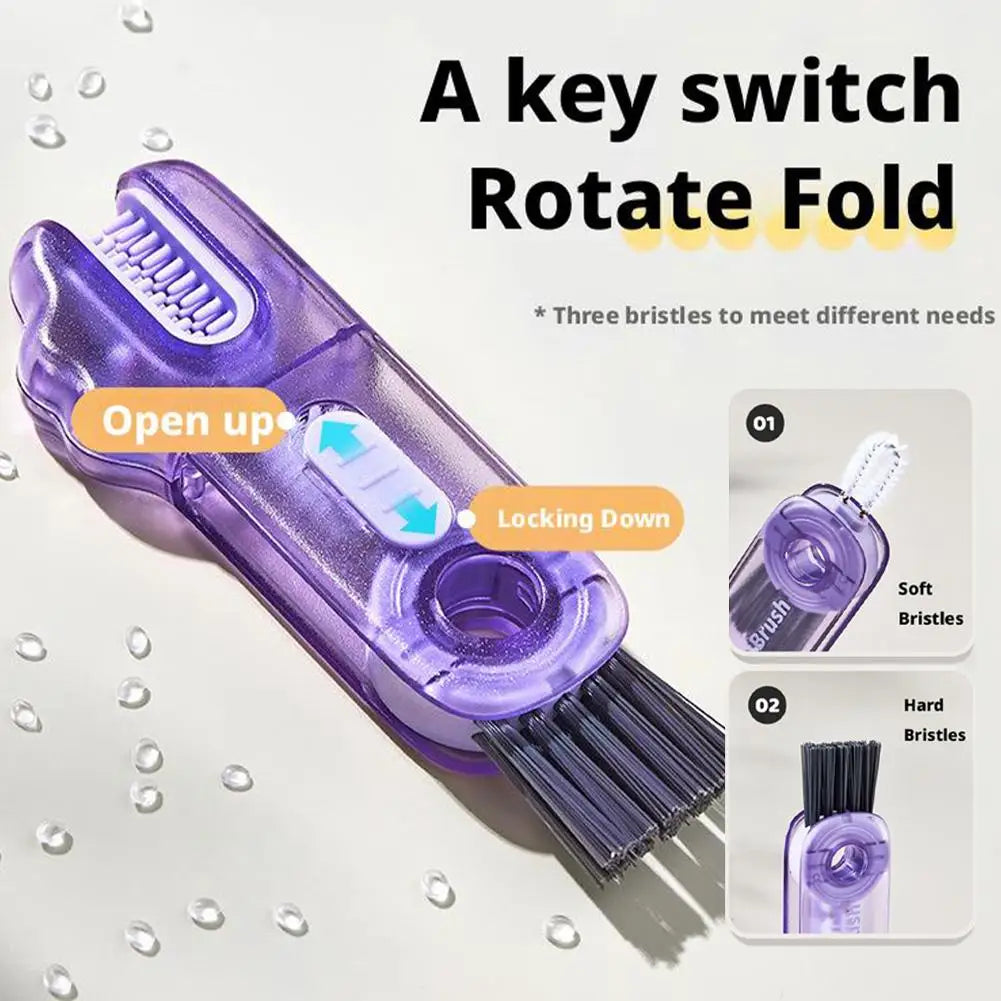 3 In 1 Multifunctional Cup Lid Brush | Cute Crocodile Cup Mouth Gap Cleaning Tool Portable Durable Scrubber