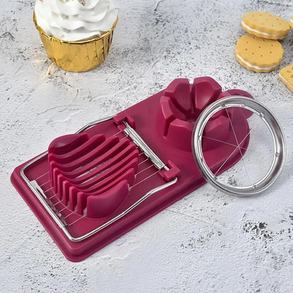 Multifunctional 2-in-1 Egg Cutter – PP Base Stainless Steel Wire Pull Egg Slicer, High-Quality Kitchen Tool