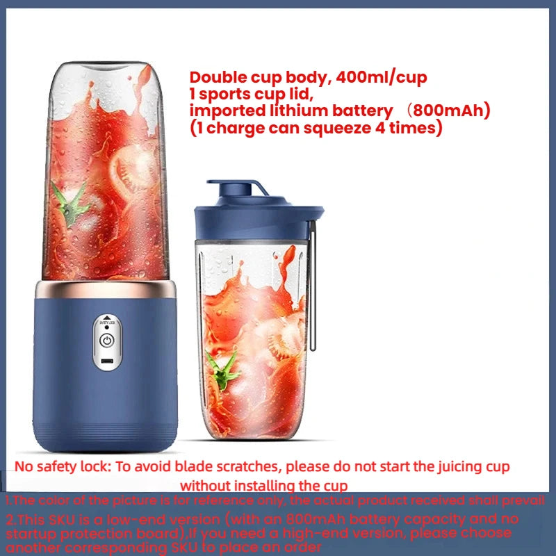 HOMEFISH Portable Juice Extractor – Rechargeable Mini Juice Cup for Juicing, Milkshakes & Mixing