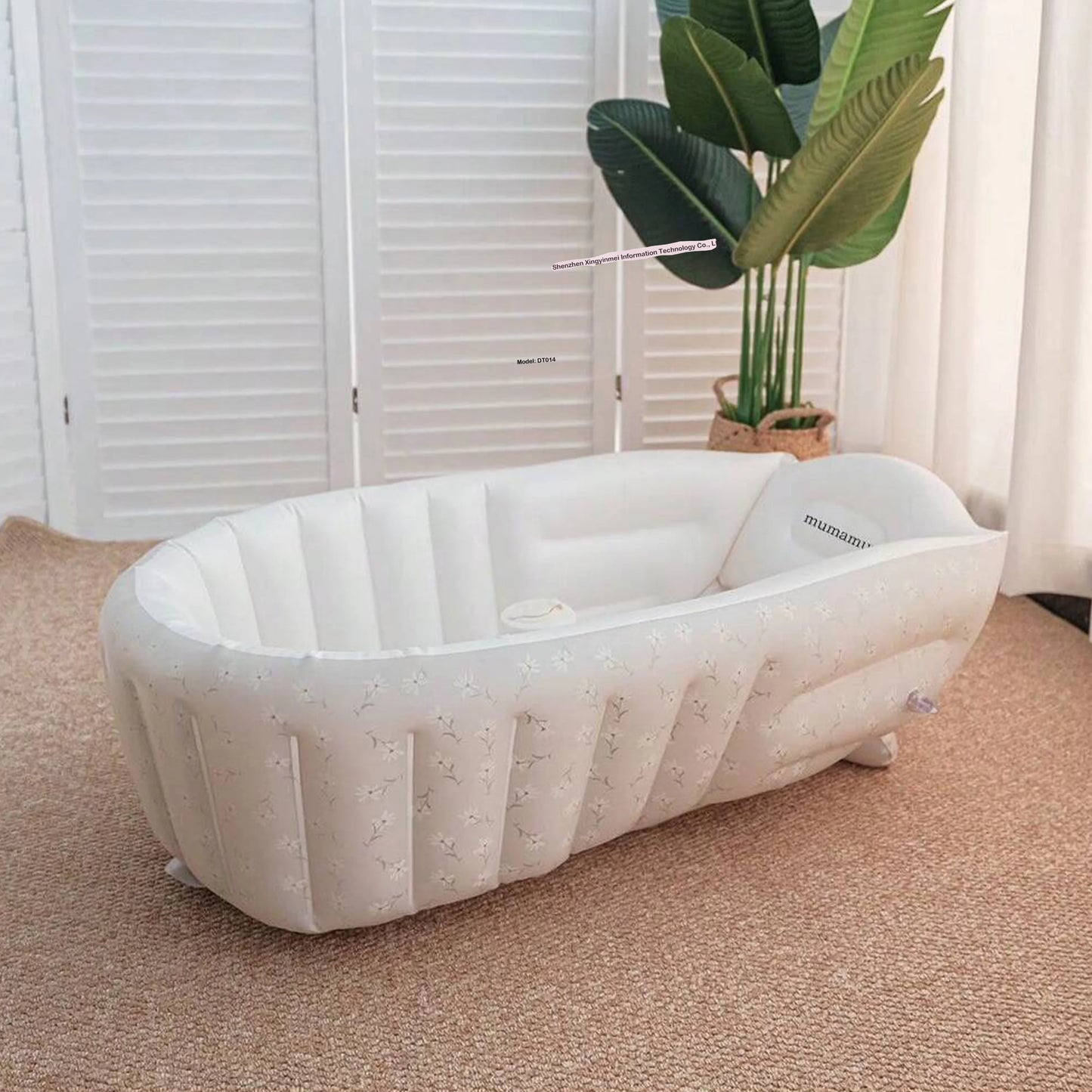 Inflatable Baby Bathtub with Air Pump – Portable Toddler Bathing Tub Chair with Back Support