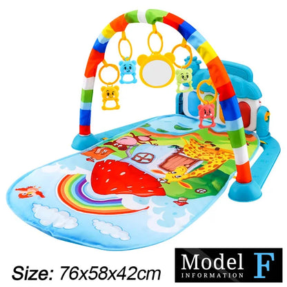 Baby Fitness Stand Music Play Gym – Piano Crawling Mat & Pedal Game Pad, Early Education Toy