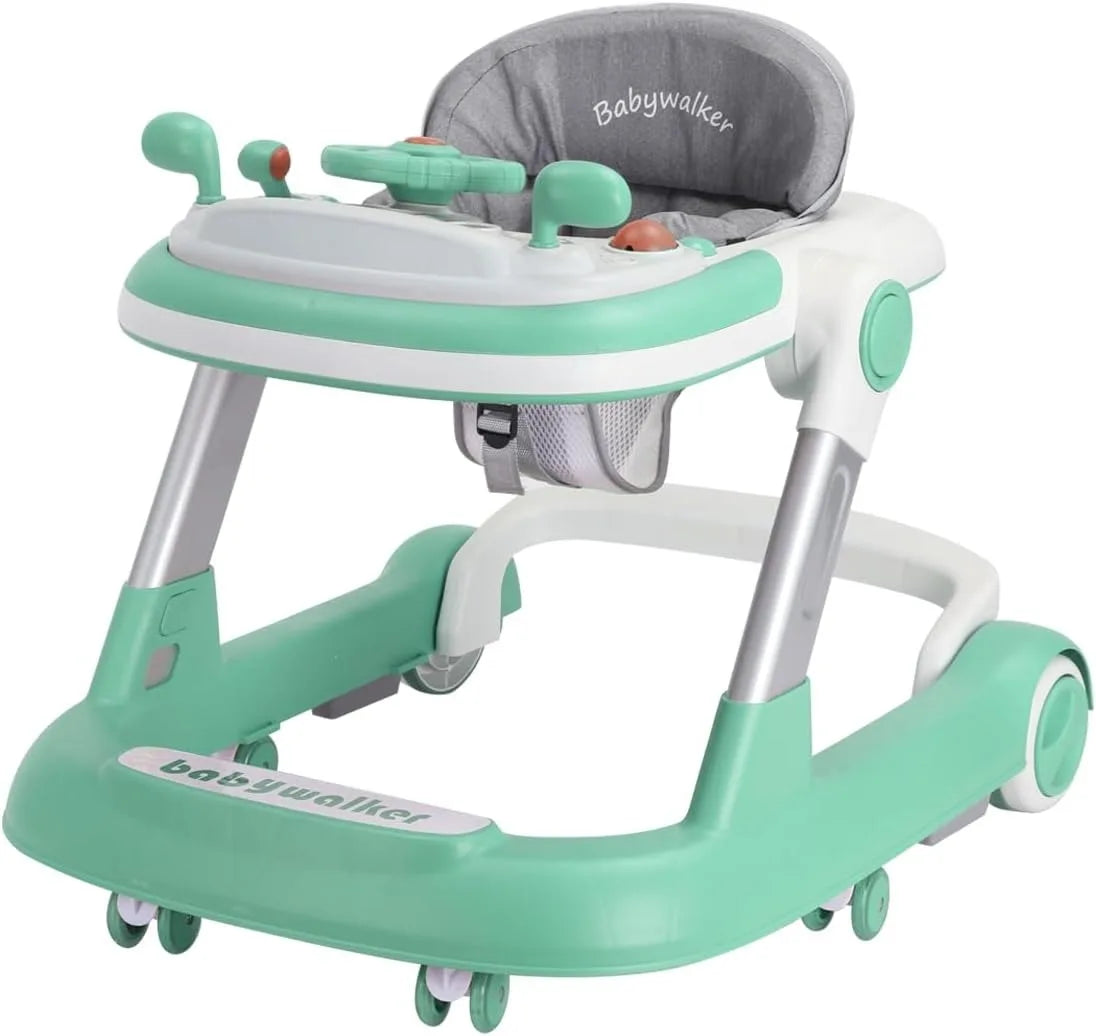 2 in 1 Baby Walker & Push Walker | Toddler Walking Aid with Removable Feeding Tray & Music Tray