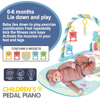 Baby Fitness Stand Music Play Gym – Piano Crawling Mat & Pedal Game Pad, Early Education Toy