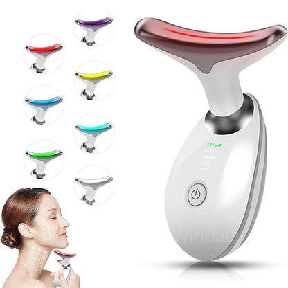 7-Color Anti-Wrinkle Facial & Neck Massager – Skin Tightening, Lifting & Double Chin Reduction Beauty Device