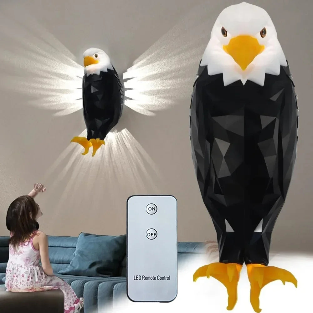 3D Wall Lamp Eagle Shape Projector | Modern Creative Atmosphere Light 3D Printed Animal Wall Lamp for Halloween & Christmas