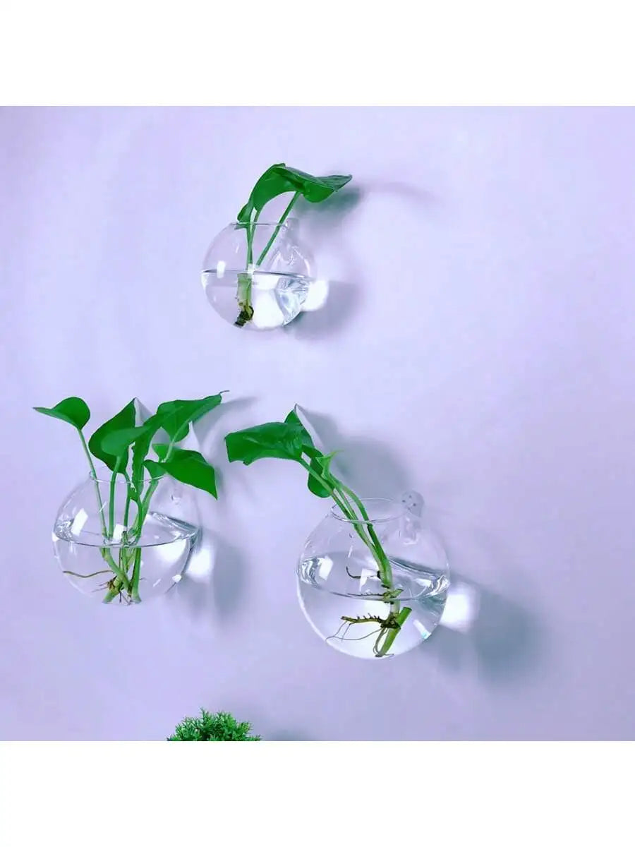 Self-Watering Hydroponic Planter, Handmade Round Crystal Vase for Home & Office Decor