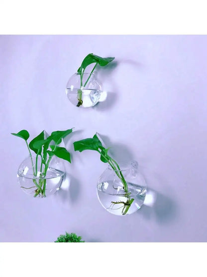 Self-Watering Hydroponic Planter, Handmade Round Crystal Vase for Home & Office Decor