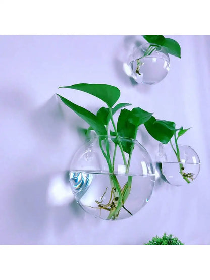 Self-Watering Hydroponic Planter, Handmade Round Crystal Vase for Home & Office Decor