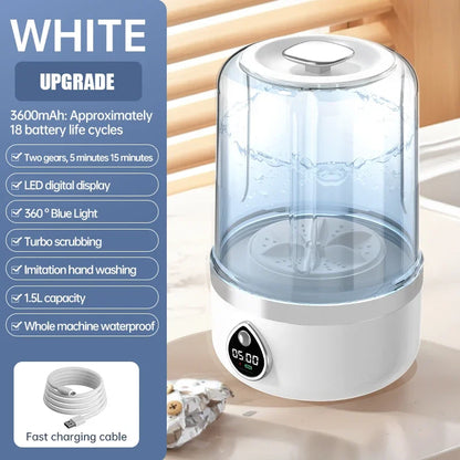 Portable Mini Washing Machine 1.5L | Wireless Underwear & Socks Cleaner
