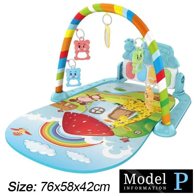 Baby Fitness Stand Music Play Gym – Piano Crawling Mat & Pedal Game Pad, Early Education Toy