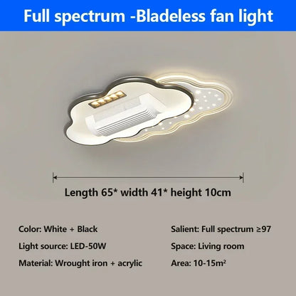 Quiet Invisible Leafless Ceiling Fan with LED Light – Remote Control Fan & Lighting for Living Room and Bedroom