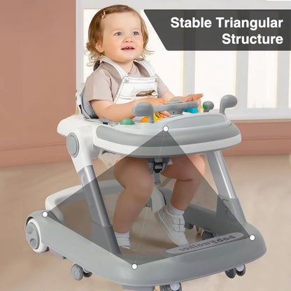 2 in 1 Baby Walker & Push Walker | Toddler Walking Aid with Removable Feeding Tray & Music Tray