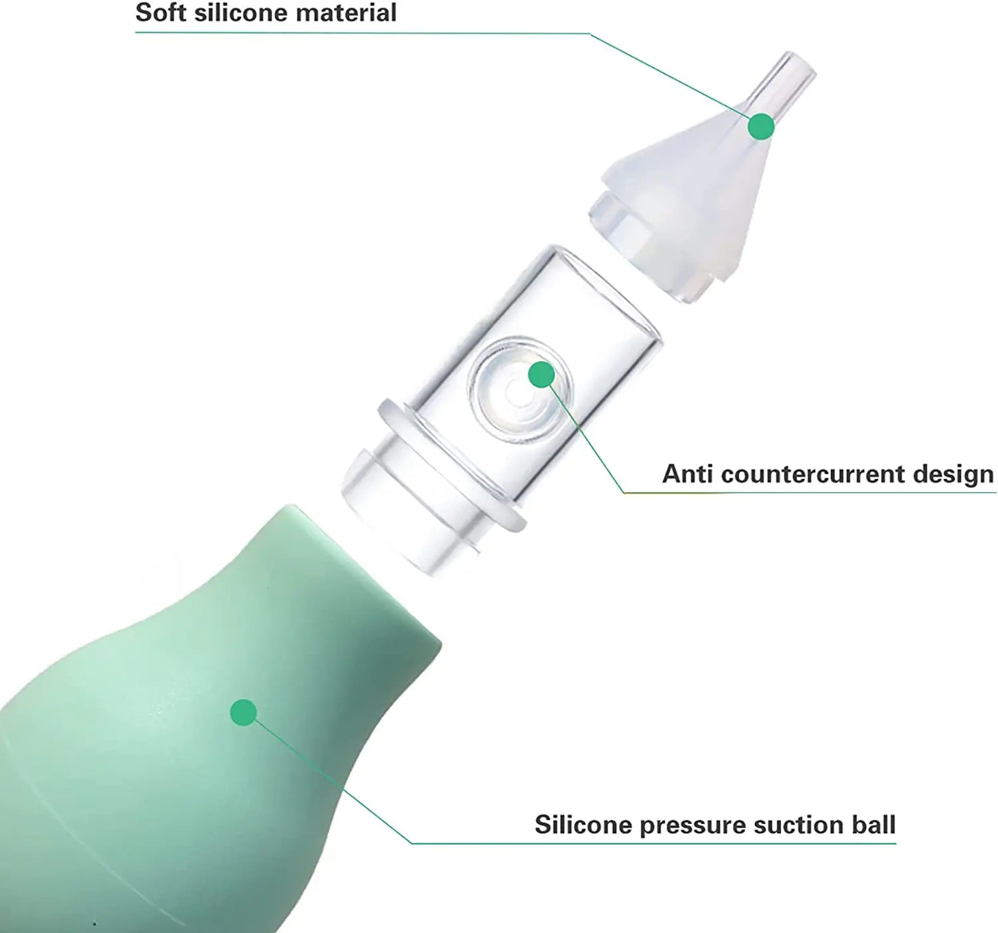 Soft Baby Nasal Aspirator – Anti-Backflow Silicone Nose Sucker, Newborn Safe Air-Pump Nose Cleaner
